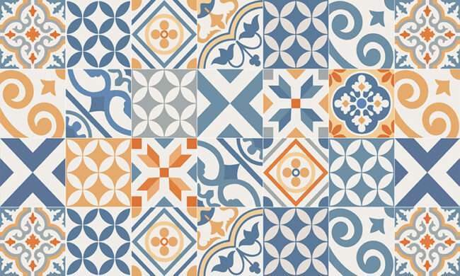 שטיח פיויסי פורטוגל כחול וכתום