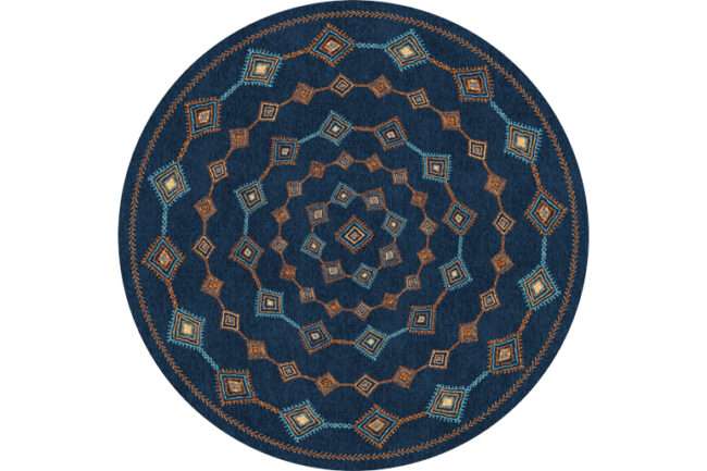 שטיח פיויסי עגול שיראז כחול צבעוני
