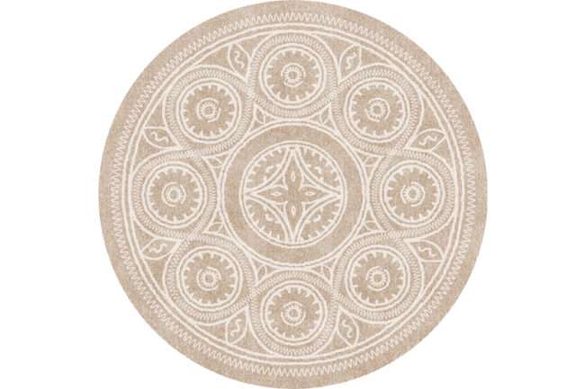 שטיח פיויסי עגול סאנה בז' ולבן