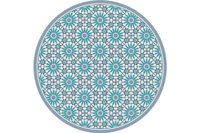 שטיח פיויסי עגול מרקש כחול וטורקיז