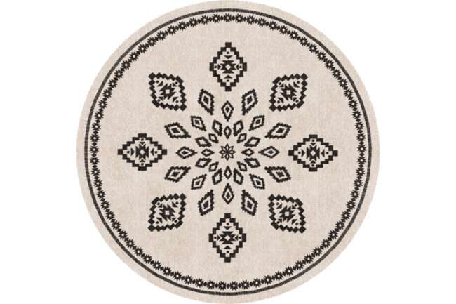 שטיח פיויסי עגול סמארה בז' ושחור