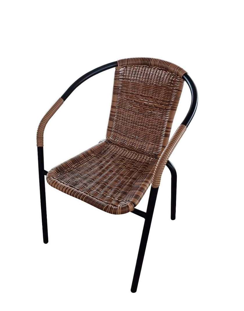 זוג כסאות ראטן משולב ברזל בחום או באפור